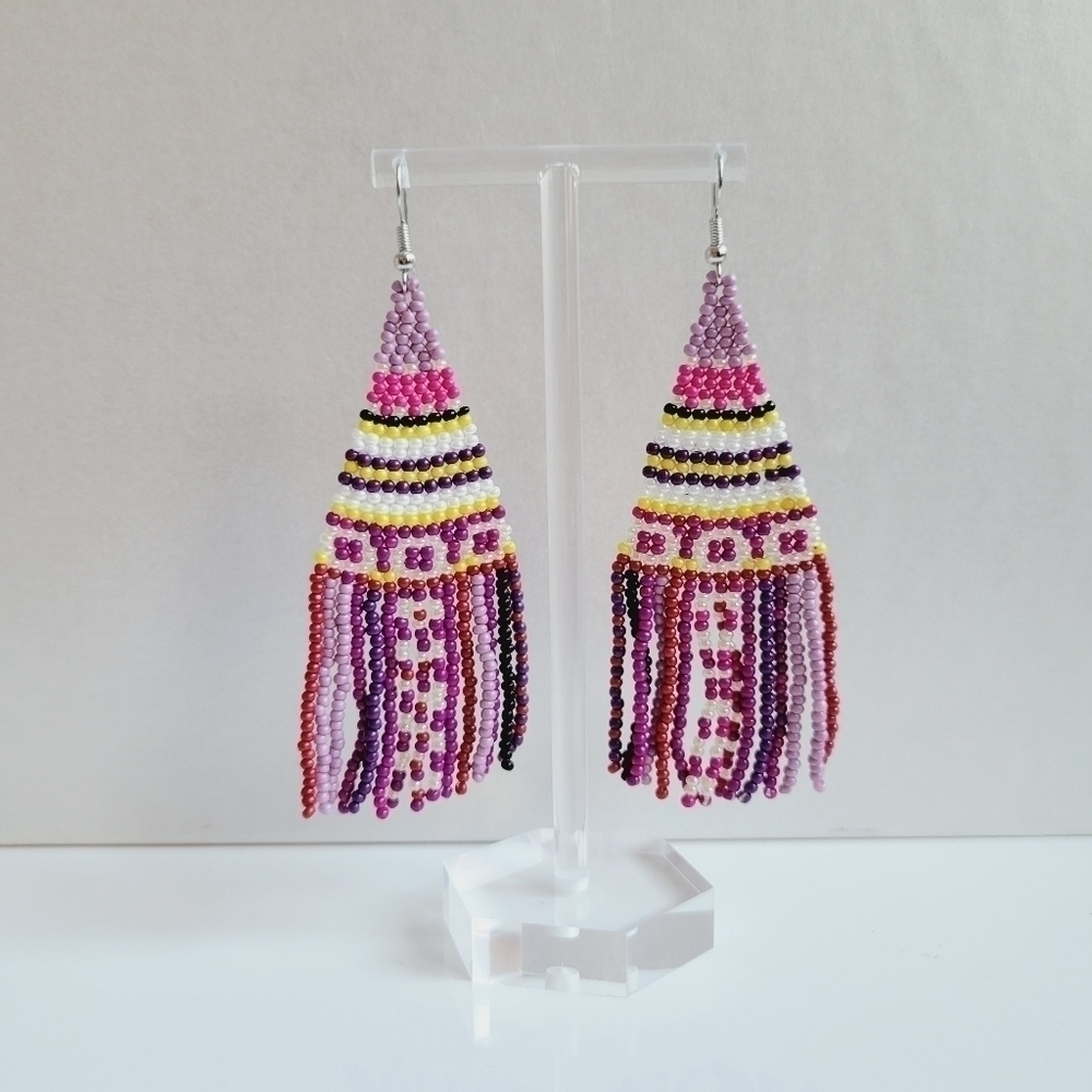 NWT Purple Beaded Boho Earrings
